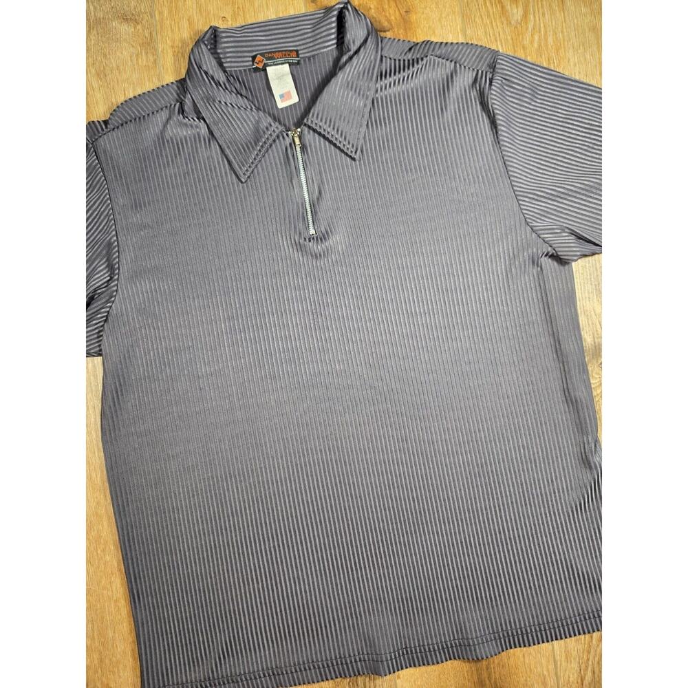 Dangerous Willie Men’s XL Gray Ribbed Liquid Knit 1/4 Zip Disco Shirt Vintage 90